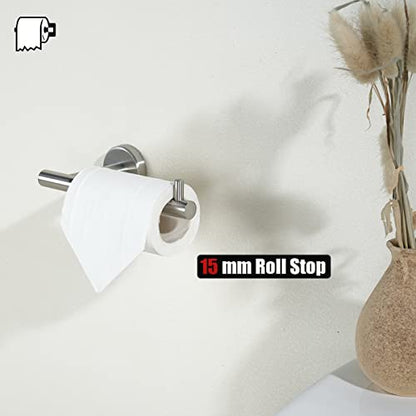 JQK Toilet Paper Holder, 5 Inch 304 Stainless Steel Thick 0.8mm Tissue Paper Dispenser for Bathroom, Hold Mega Rolls, Brushed Nickel Wall Mount, TPH100-BN - color: Brushed, size: Bar