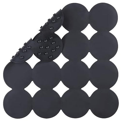 Webos Square Shower Mat Nonslip - Rubber Bathtub Mat with Suction Cups for Inside Shower Bathroom Floor (Black, 21X21) - color: Black