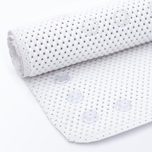 Bathtub Mat Non Slip, Soft Foam Bath Mat for Tub, Bathtub Mat with Drain Holes, Suction Cups Shower Mat (White, 36''X17'') - color: White
