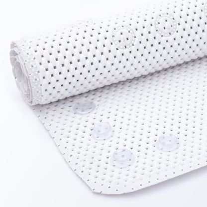 Bathtub Mat Non Slip, Soft Foam Bath Mat for Tub, Bathtub Mat with Drain Holes, Suction Cups Shower Mat (White, 36''X17'') - color: White