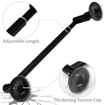 Adjustable 16-27" Suction Cup Towel Bar Extendable Suction Cup Towel Rack Holder Bathroom Stainless Steel for Glass Shower Door(Black) - color: Black
