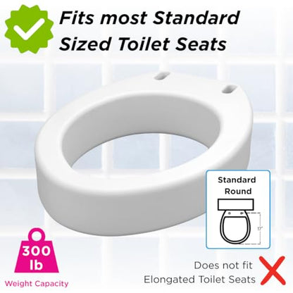 NOVA Raised Toilet Seat for Seniors & Post-Surgery Recovery – Standard Bolt-On Under-Seat Design Uses Existing Toilet Seat & Lid, 3.5” Elevation, 300 lb Capacity, Durable Plastic, Easy Install - style: Standard No Hinges