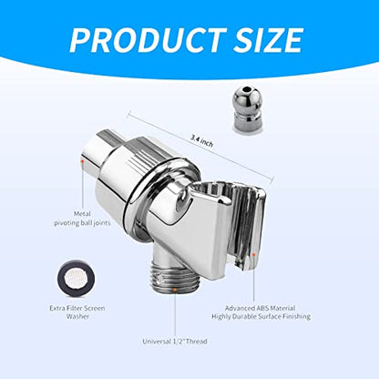 Shower Arm Bracket Adjustable Handheld Shower Arm Mount Holder with Wall Hook Bracket Polished Chrome Finish Compatible with Dual Shower Head Adapters and Swivel Adapt (Black)