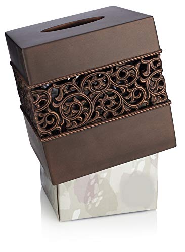 Bronze Finish Square Tissue Box Cover for Bathroom Vanity Counter Tops Also Great for Bedrooms and Living Rooms