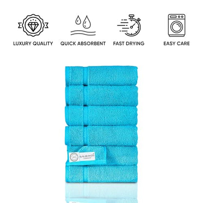 SALBAKOS 6-Piece 100% Turkish Cotton Hand Towels, 16x30 inch, Aqua | Large Size Thick Super Soft Highly Absorbent, Versatile Hair Face & Hand Drying Towel, Premium Hotel Quality Made in Turkey - color: Aqua, size: 6 Hand Towels