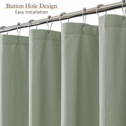 Aiyufeng Waterproof Fabric Shower Curtains for Bathroom，Dot Like Embossed Textured Soft Polyester Cloth Stall Shower Curtain，Hotel Luxury Quality Machine Washable，36Wx72L，Sage Green - color: Sage Green, size: 36"W x 72"L (Pack of 1)