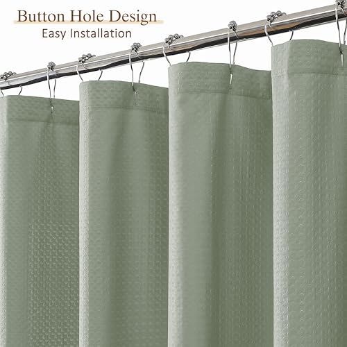 Aiyufeng Sage Green Shower Curtains for Bathroom，Dot Like Embossed Textured Waterproof Soft Polyester Cloth Shower Curtain，Hotel Spa Machine Washable，72Wx72L - color: Sage Green, size: 72"W x 72"L (Pack of 1)