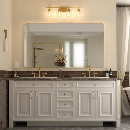 VONLUCE 4 Light Bathroom Vanity Light Fixture,Brushed Gold | Wine Glass Shades, E26 Sockets, Easy to install, Vanity Lights for Bathroom Bedroom Hallway Living Room - color: Gold, size: 4-Light