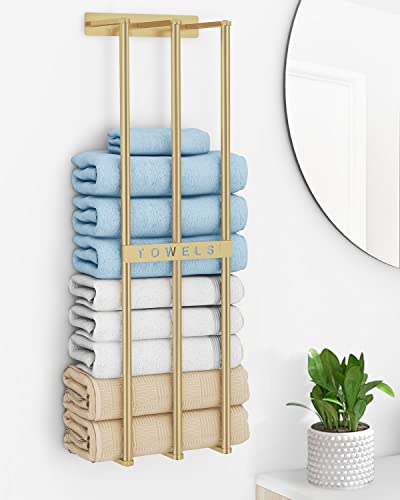 Bethom Towel Racks for Bathroom, Towel Storage Holder Space Saving, Gold | 30 Inch Towel Rack for Rolled Towels, Modern Minimalist Style, Rust-Proof, Perfect for narrow shower wall & compact bathrooms - color: Gold - Standard
