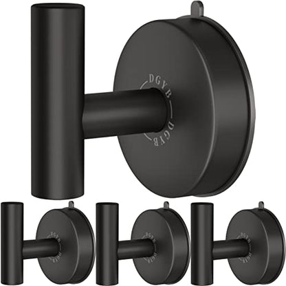 DGYB Large Suction Cup Hooks for Shower Set of 4 - Black Towel Hooks for Bathrooms - Stainless Steel Removable Wall Hooks - 15 Lb Heavy Duty Hanging - color: 4 Pack-Matte Black