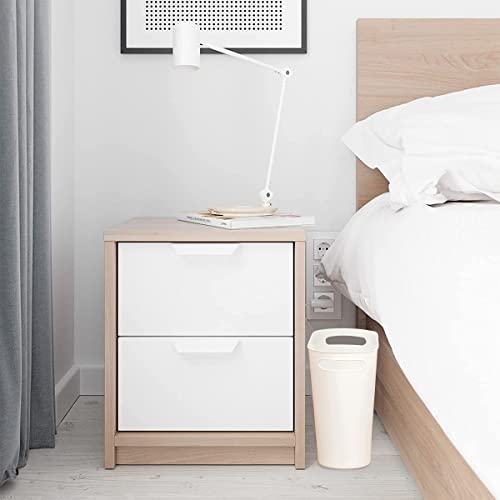 2 Pack Small Narrow Trash Can with Handles 3.2 Gallon/12 L White Slim Waste Basket Office Narrow Garbage Bin Slim Garbage Container Bin Fits Bathroom, Under Desk, Home - color: White