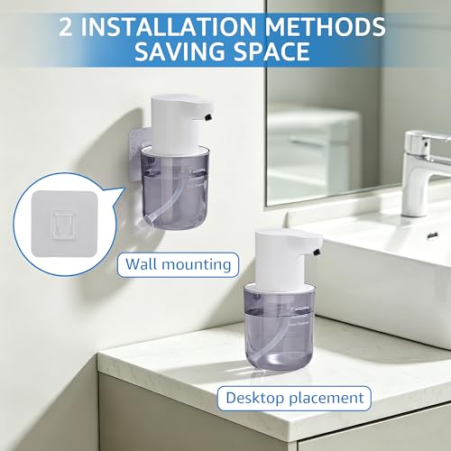 Automatic Soap Dispenser for Kitchen Sink - Wall-Mount & Countertop White | 4-Level Adjustable,13.5oz Clear Plastic IPX5 Rechargeable, Suitable for Bathroom - color: White.l