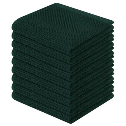 Homaxy 100% Cotton Waffle Weave Kitchen Dish Cloths, 9-Pack, Blackish Green | Ultra Soft Absorbent Dish Towels, Quick Drying Dish Rags with Hanging Loop, 12 x 12 Inches - color: Blackish Green, size: 12 x 12 - 9 Pack