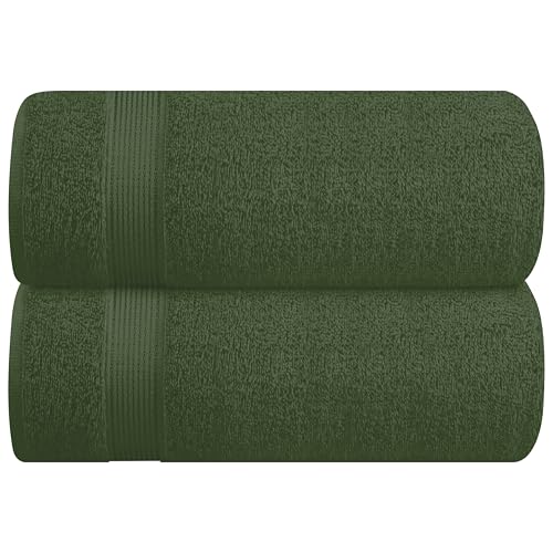 Belizzi Home Cotton 2 Pack Oversized Bath Sheet 35x70, Large Bath Sheet, Ultra Soft, Absorbent, Compact, Eco-Friendly, Recyclable, Quick Drying and Lightweight Towel - Olive Green - color: Olive Green, size: 2 Pack Bath Sheet