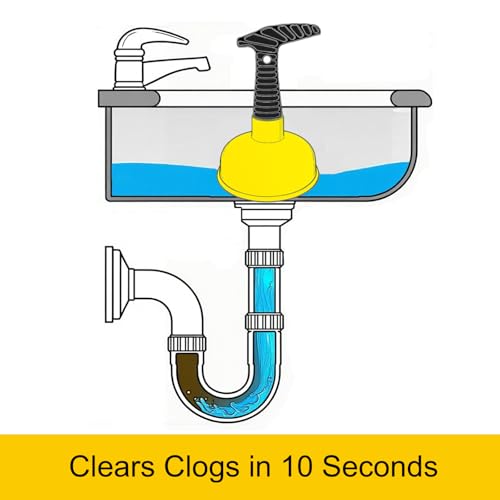 Mini Sink Plunger with Short Handle, Drain Clog Remover Plungers for Bathroom Kitchen Toilet Shower Tub, Powerful Suction, Compact Design, Yellow