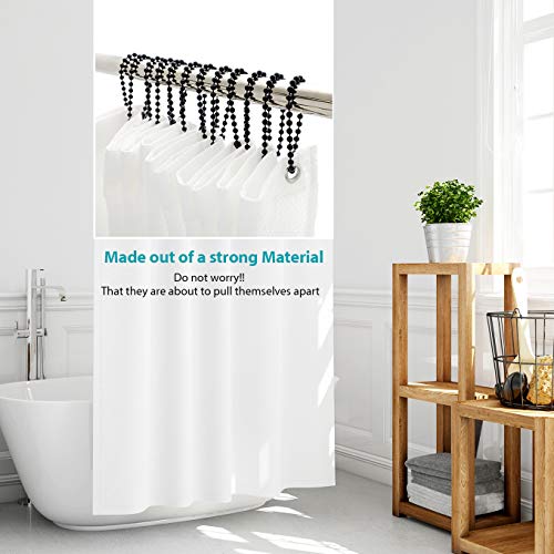 Shower Curtain Hooks Rings, Shower Hooks for Bathroom Shower Rods Curtains, Set of 12 Hooks, spa-Quality Look-Black - color: Black, size: 6 Inch