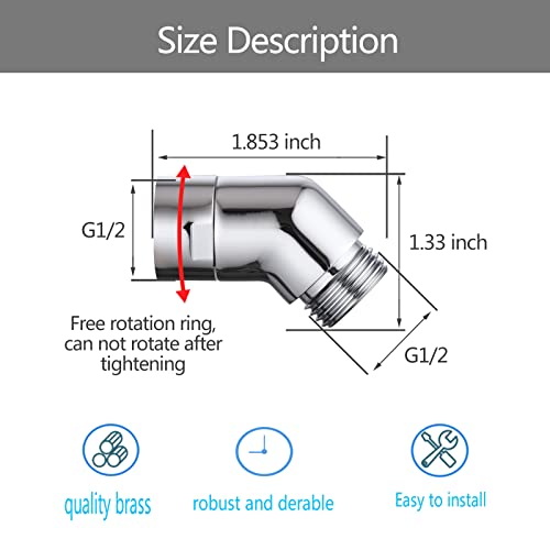 Shower Head Elbow Adapter, Shower Arm Elbow Adapter for Hand Showers and Wall-mounted Showers，Shower Arm Extension (135degree） - color: 135degree