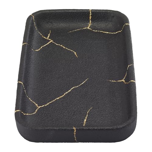 Nicole Miller - Vanity Tray, Resin Countertop Accessories, Dorm Room Essentials (Sydney Collection, Black/Gold) - size: 5.5" x 1" x 10"