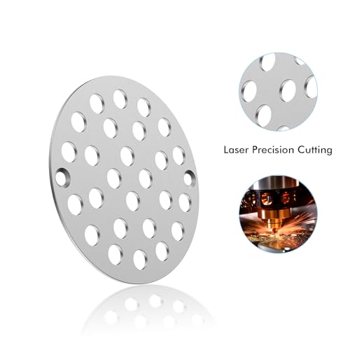 EXF 4 Inch Screw in Round Shower Floor Drain Cover, Stainless Steel Replacement Shower Drain Strainer Hair Catcher Brushed Nickel - color: Nickel-round