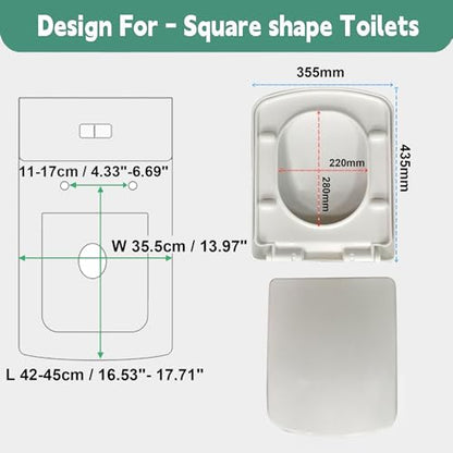 Toilet Seat - Soft Close Quick Release for Easy Cleaning, Top Fix Installation with Adjustable Hinges - Ideal for Bathroom Upgrade - size: 105