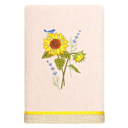 Jubilant 4-Piece Premium Towel Set, Vibrant Floral Applique, Luxurious Turkish Cotton, Soft & Durable, Elegant Bath Ensemble, 2 Bath 2 Hand Towels, Blush - color: Blush, size: 2 Pcs Bath 2 Pcs Hand Towel