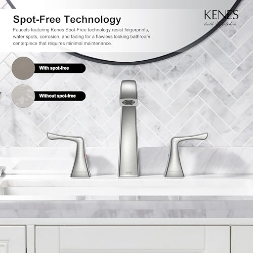 Bathroom Faucets for Sink 3 Hole, Brushed Nickel 2 Handle Widespread | Bathroom Vanity Faucet with Pop Up Drain & Supply Lines, Lead-Free cUPC & NSF Certified, 8 Inch Faucet for Vanity RV Sink - color: Brushed Nickel