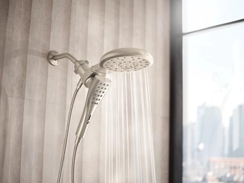 Moen Verso Brushed Nickel Eight-Function 7" Wide Spray Shower Head and Detachable Handshower Combo with 72" Hose, 220C3BN - color: Brushed Nickel