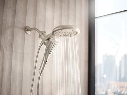 Moen Verso Brushed Nickel Eight-Function 7" Wide Spray Shower Head and Detachable Handshower Combo with 72" Hose, 220C3BN - color: Brushed Nickel