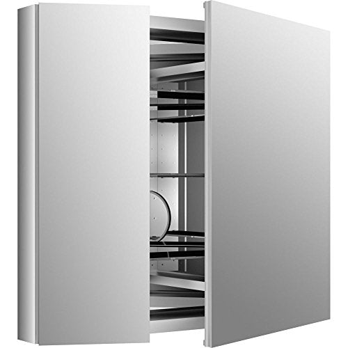 Kohler Verdera 34 in. W x 30 in. H Recessed Medicine Cabinet in Anodized Aluminum, Silver - size: 34" W x 30"H, style: Magnifying Mirror + Slow Close