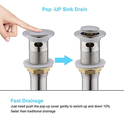 CREA Bathroom Sink Drain, Bathroom Sink Stopper with Drain Hair Catcher Pop Up Drain 1 1/2" for Bathroom Vanity Kitchen Sink with Overflow, Brushed Nickel - color: Brushed Nickel