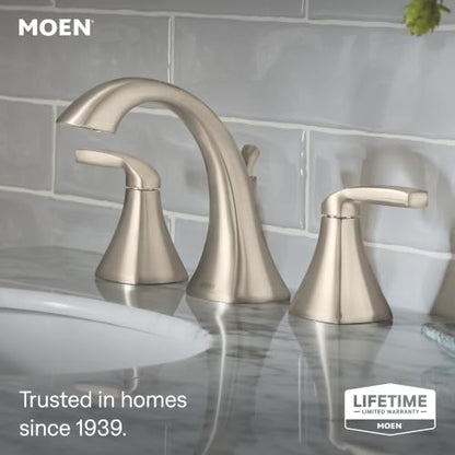Moen Voss Brushed Nickel Two-Handle Widespread Bathroom Sink Faucet Trim Kit, Valve Included, TV6905BN - color: Brushed Nickel