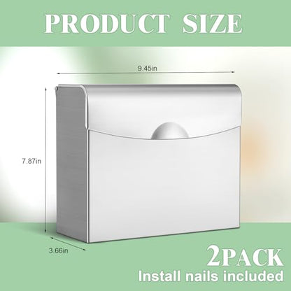 Tioncy 2 Pcs 9.5 x 7.9 in Sanitary Disposal Tampon Napkin Receptacle Wall Mounted Stainless Steel Flip Top Receptacle Bin Waste Trash Can Pads Holder Feminine Hygiene Container Bathroom (Silver) - color: Silver