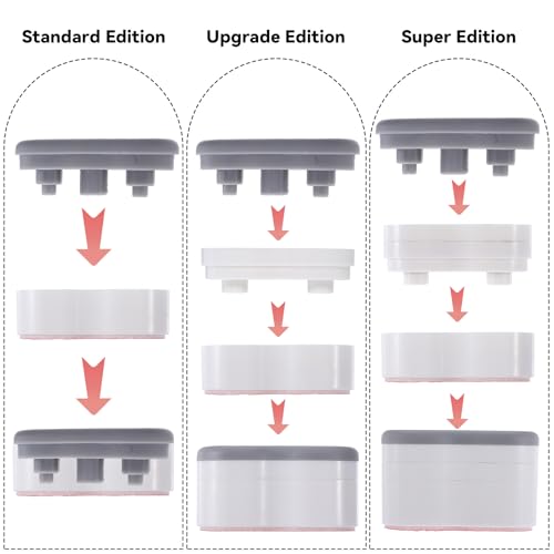 8Pcs Bidet Height-increasing Pads Toilet Seat Risers Toilet Lid Rubber Bumpers with 2 Heights Adjustment Grey & Clear Self Adhesive Universal Bidet Bumpers Replacement Bumpers for Toilet Seat