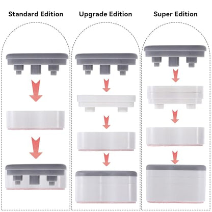 8Pcs Bidet Height-increasing Pads Toilet Seat Risers Toilet Lid Rubber Bumpers with 2 Heights Adjustment Grey & Clear Self Adhesive Universal Bidet Bumpers Replacement Bumpers for Toilet Seat