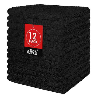 HOMEXCEL Black Washcloths 12 Pack, Highly Absorbent and Soft Microfiber Face Towel, Makeup Remover Towels, Multi-Purpose Wash Cloths for Bathroom, Hotel, Spa, Gym, and Kitchen, 12x12 Inch - color: Black
