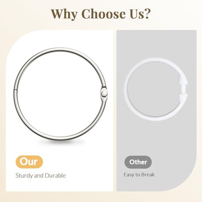 Bathway Shower Curtain Rings, Shower Curtain Hooks 12 Pcs Anti-Drop Shower Rings for Curtain, Brushed Nickel Shower Curtain Rings Rust Proof, Metal Shower Hooks for Shower Curtain Rod Bathroom - color: Nickel, style: Classic Round