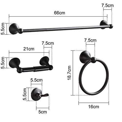BGL Bathroom Hardware Set Matte Black Adjustable Expandable Bath Towel Bars Bathroom Accessory Set Towel Racks 8-Pieces Wall Mount - color: 8 Pcs Matte Black