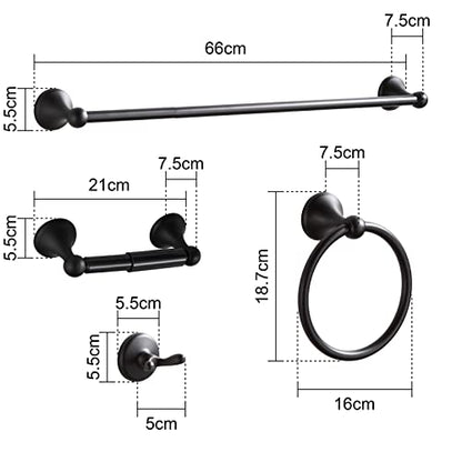 BGL Bathroom Hardware Set Matte Black Adjustable Expandable Bath Towel Bars Bathroom Accessory Set Towel Racks 8-Pieces Wall Mount - color: 8 Pcs Matte Black