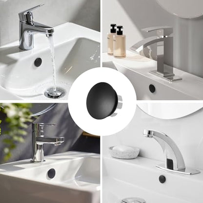 2 Pack Bathroom Sink Overflow Cover, Matte Black | Sink Overflow Hole Cover, Basin Vanity, Ceramic Vessel, Kitchen Trim Replacement, Dual Layer Insert - color: Matte Black