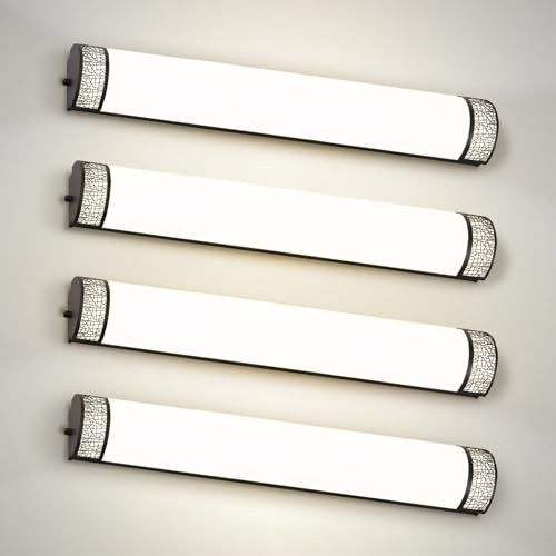 ASD 36 Inch LED Bathroom Vanity Light, 5CCT 2700K-5000K 30W, Dimmable Bathroom Light Fixtures, Modern Vanity Lights for Bathroom Lighting Fixtures Over Mirror, Wall Light Bar, Black, ETL, 4 Pack - color: 36 Inch - Matte Black, size: 4 Pack