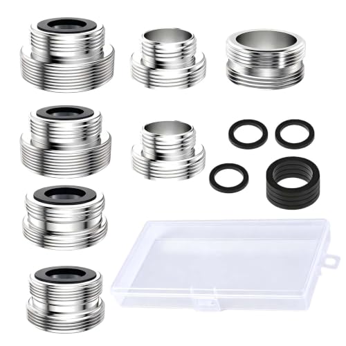 Faucet Adapter 7Pcs Faucet Adapter for Portable Dishwasher, Faucets Connectors with Plastic Box, Male Thread to M22 Male for Garden Hoses with Kitchen and Bathroom - color: 7 Aerator