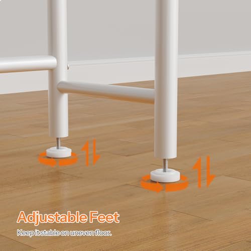 HOOBRO Over the Toilet Storage, 3-Tier Over Toilet Bathroom Organizer, Freestanding Above Toilet Shelf with Adjustable Feet, Space Saving, Easy Assembly, White WW63TS01 - color: White + White