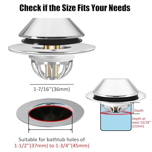 Anlige Bathtub Drain Stopper,Pop Up Tub Stopper Bottom with Drain Hair Catcher,Bathtub Plug and Cover with Strainer,Universal for 1.45 to 1.8in Drain Hole,Replaces Lift & Turn, Tip-Toe or Trip Lever - style: Tub Stopper Bottom Hair Catcher