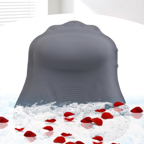 Silicone Bath Pillow for Tub – Ergonomic Bathtub Headrest with Inflatable Air Cushion, Non-Slip Suction Cups & Neck/Back Support – Comfortable Spa Bath Accessory for Relaxation (Grey) - color: Grey