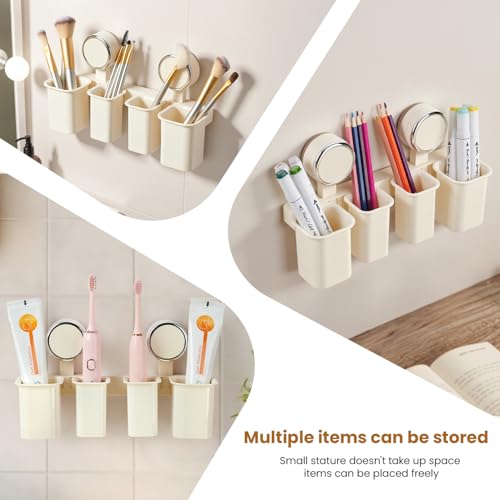 Wall Mounted Toothbrush Holder, Self-Draining Bathroom Organizer with Suction Cup, No-Drill Installation, 4 Slot 9.84 * 2.56 * 6.1 Inches