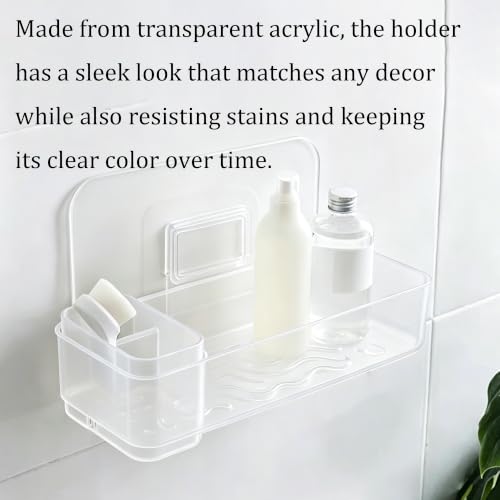2Pcs Clear Acrylic Soap Dish, Self Draining Soap Holder for Shower, Wall Mounted No Drilling Adhesive Soap Saver Tray for Bathroom, Kitchen Sink, Tub Organizer - color: Clear