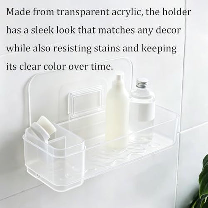 2Pcs Clear Acrylic Soap Dish, Self Draining Soap Holder for Shower, Wall Mounted No Drilling Adhesive Soap Saver Tray for Bathroom, Kitchen Sink, Tub Organizer - color: Clear