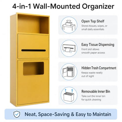Recessed Toilet Paper Holder, Stainless Steel Shower Nich, Waterproof Bathroom Niche, Built-in Hidden Trash Can Tilt Out Trash Bin Cabinet for Kitchen Living Room Bedroom Hotel Residential (Gold) - color: Gold