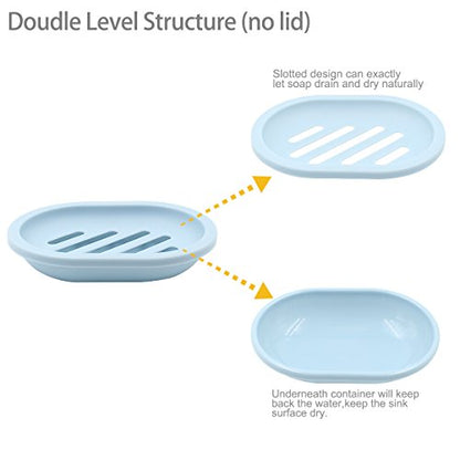 Topsky 2-Pack Soap Dish with Drain, Soap Holder & Saver, Easy Cleaning, Dry, Stop Mushy Soap (Blue) - color: Light Blue