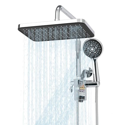 Filtered Shower Head with Handheld Spray Combo,12 inch High Pressure Rainfall Shower Head with Adjustable Slide Bar,Dual Rainfall Showerhead,Bathroom Accessories,Chrome